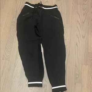 Blanc Noir Black Joggers with White Accents